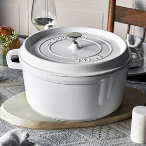Staub Cast Iron Enameled Round Cocotte- Pure White